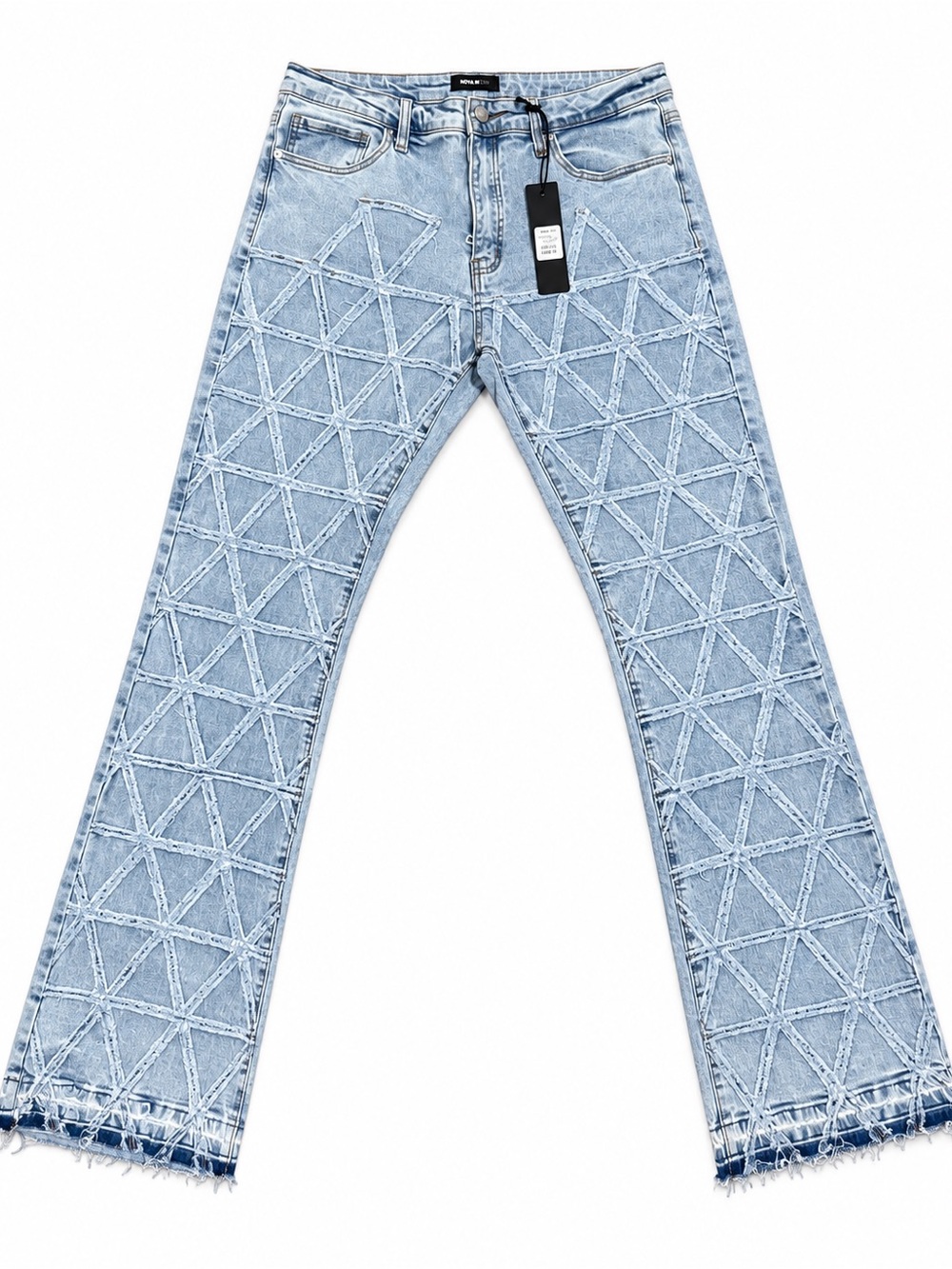 NOVA MEN Interstellar Stacked Slim Flare Jeans Light Blue Wash 34 NWT